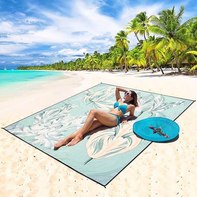 HIHOHO Beach Blanket Waterproof Sandproof Extra Large Beach Mat 79" X 83"/120"x108"for 1-8 Adults Quick Drying Durable Outdoor Picnic Mat for Beach Travel Camping Hiking - Image 5