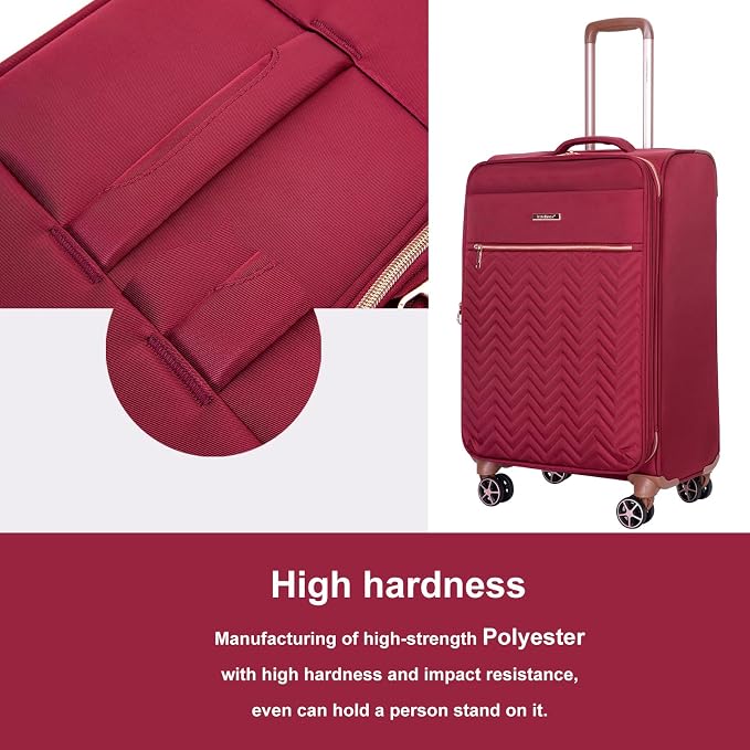Travelhouse 4-Piece Softside Luggage Set with Spinner Wheels | Lightweight expandable suitcases: 16" underseat duffel bag + 20" carry-on + 24" + 28" checked - Image 5