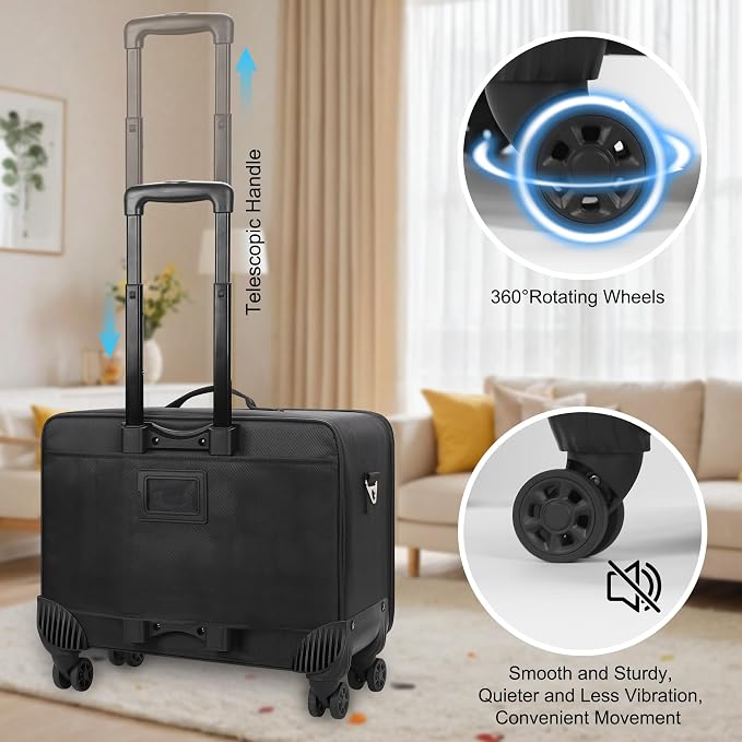 Relavel Extra Large Makeup Case Rolling Travel Train Case with 360° Spinner Wheels, 3 Layer with Insulation Compartment & Four Clear Storage Bags, Professional Makeup Artist Bag Set, Black - Image 2