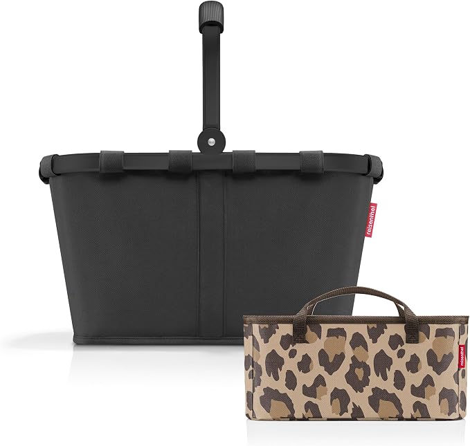 reisenthel Carry Bag + Organiser - Functional Bag Organiser: For Even More Order in Your reisenthel Shopping Basket, Black/Black + Leo Macchiato, B 48 x H 29 x T 28 cm, Elegant and universal by reisenthel%C2%AE