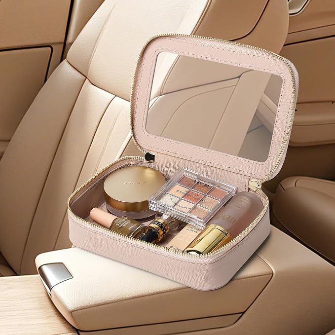 Clear Makeup Bag Small Cosmetic & Toiletry Bag Waterproof Travel Case Women's Pouch Organizer Makeup Bag for Car with Zipper (Pink, Small) - Image 6
