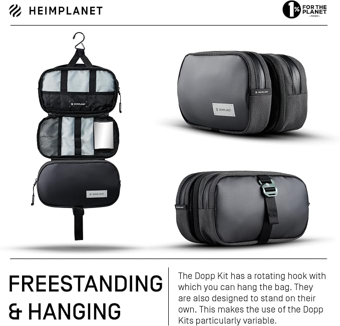 HEIMPLANET Original | HPT Carry Essentials - DOPP KIT | Hanging or standing travel toiletry bag | PVC-Free wash bag made from waterproof Dyecoshell |Supports 1% for The Planet (Regular) - Image 5