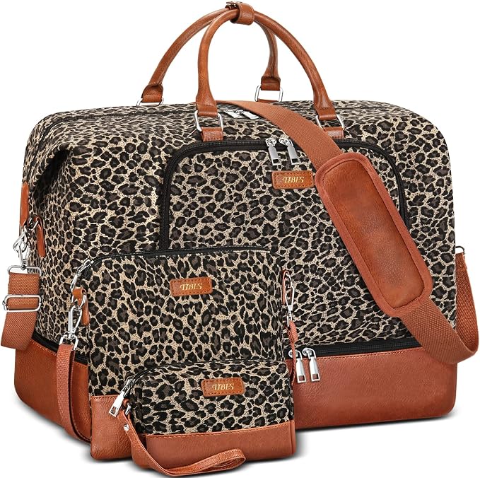 Travel Weekender Bag for Women, 21" Overnight Bag with Shoe Compartment 50L Large Travel Duffel Bag Carry On Tote for Weekend, Overnight, Business Trips, Water Resistant by TIBES