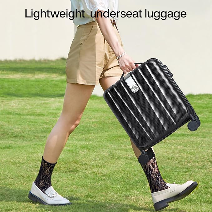 Hanke 16 Inch Underseat Carry on Suitcases with Wheels,Lightweight Hard Shell Carry on Luggage for Weekender,Travel Approved Small Suitcase,Travel Luggage for Womem Men,Jet Black. - Image 8
