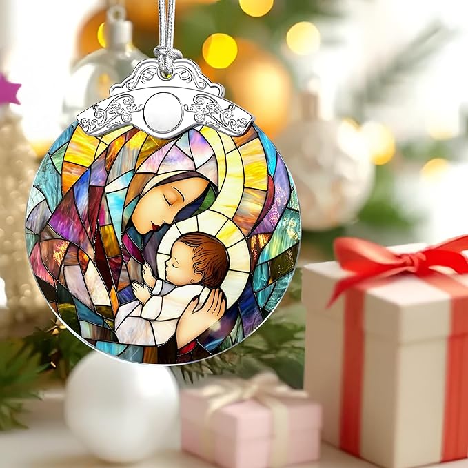 Virgin Mary Religious Christmas Ornaments, Christmas Tree Ornaments, Holiday Decor, Christian Gift, Religious Gift, Baptisms Gifts, Spiritual Gifts for Christian Women, Friends and Family