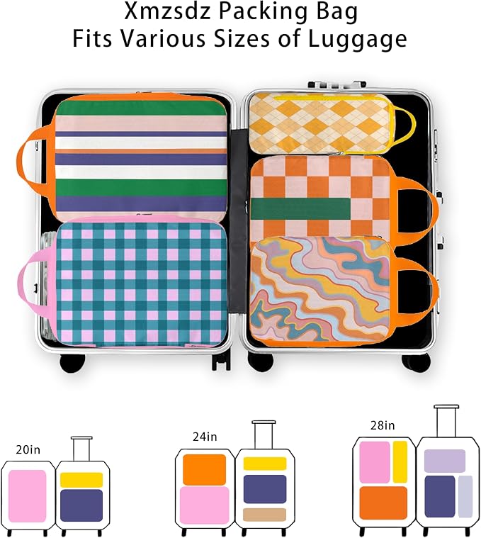 8 Pcs Compression Packing Cubes for Travel, Lightweight Waterproof Luggage Organizer Bags Set, Washable Packaging Cubes for Women Backpack Carry-On Suitcases - Image 5