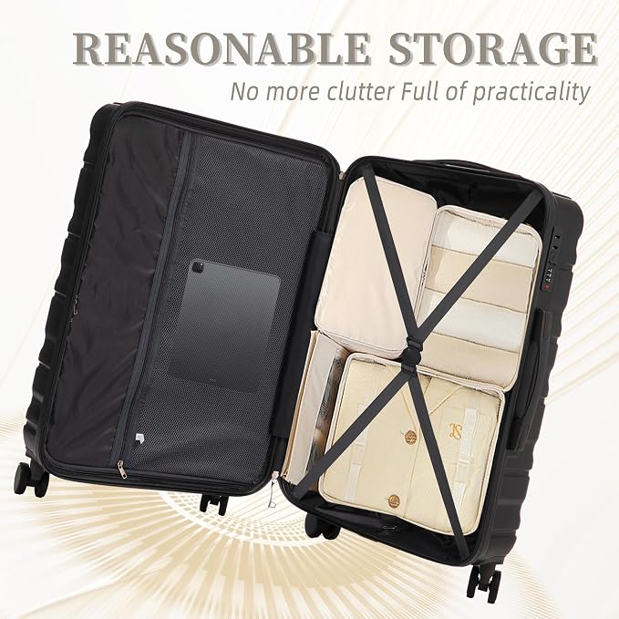 GDFStudio 20/24/28 Inch 3 Piece Luggage Set, ABS Hard Shell Spinner Suitcase with 360° Silent Wheels, Expandable Capacity,Combination Lock, Retractable Handle, Carry On & Checked Suitcases,Dark Gray - Image 9