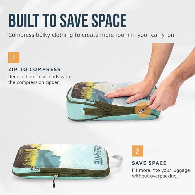 Compression Packing Cubes for Travel, 6-Piece Lightweight Packing Cubes Set for Carry-On Luggage & Backpacks – TRIPPED Travel Gear (National Park) - Image 5