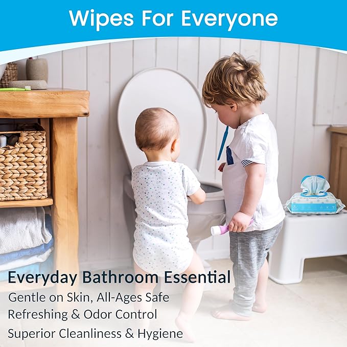 WONDERFUL Flushable Butt Wipes, Unscented 100% Plant-Based Wet Wipes for Adults & Kids, Sewer & Septic Safe, Gentle for Sensitive Skin, Wipes Flushable Pack for Bathroom & Travel, 3-Pack (180 Counts)