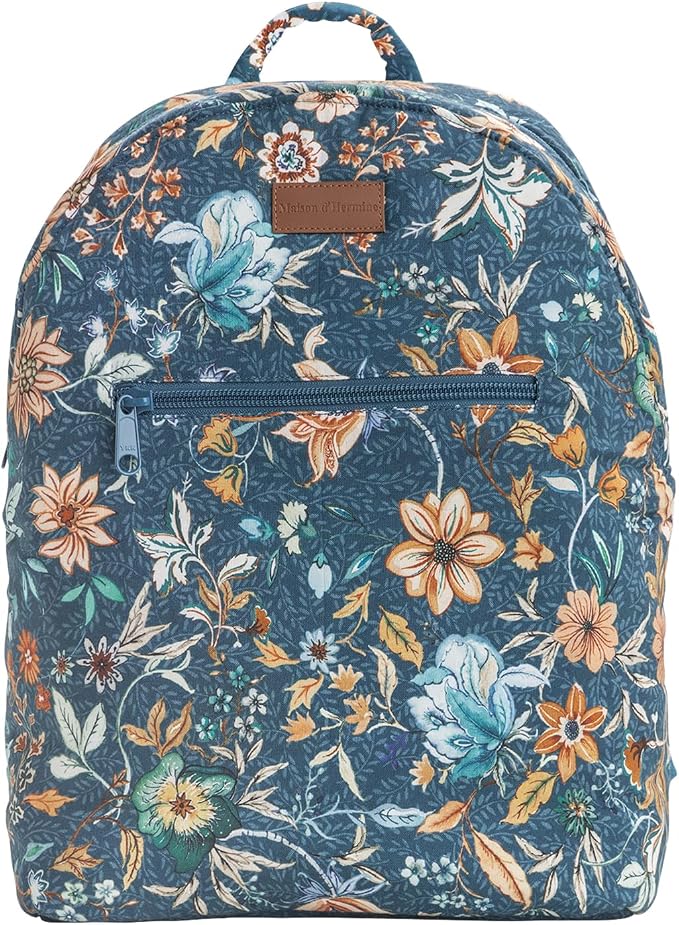 Maison d' Hermine Backpack for Women Men Cotton Shoulder Multipurpose Rucksack with Small Pouch Lightweight Multi Pocket Bag for Travel Beach Perfect for Spring Summer (Luxury Loft - Dark Teal) by MaisondHermine