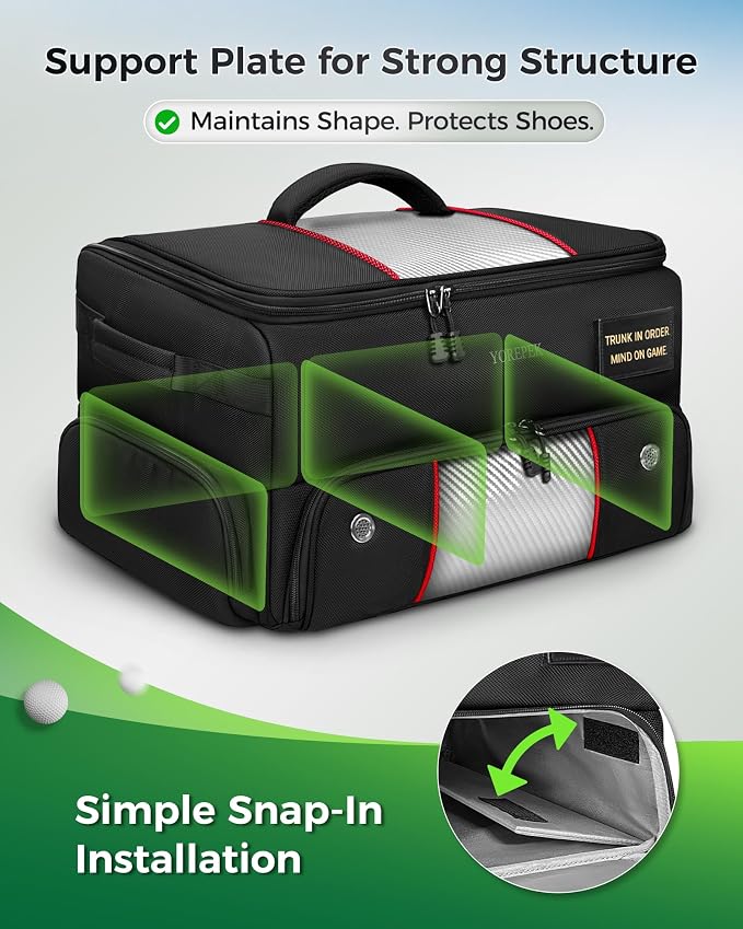 YOREPEK Upgraded Golf Trunk Organizer, Golf Gifts for Men, with Removable Insulated Pouch&Dust-Proof Protective Layer, Multi-Compartment fits 2 Pairs of Shoes, Golf Accessories - Image 6