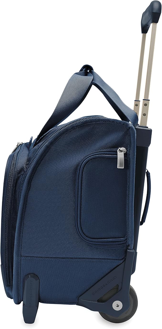 Briggs & Riley 2-Wheel Cabin Bag - Carry On Luggage for Travel, Suitcases with Wheels, Softside Rolling Bag for Men & Women, Interlocking Handle, Self-Repairing Zipper - Baseline Collection, Navy - Image 8