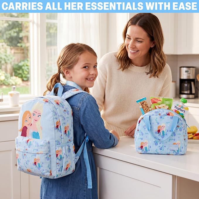 Get Trend Disney Frozen Girls Corduroy Backpack 4 Piece Set | 17 inch Bookbag with Laptop Pocket, Insulated Lunch Bag, Pencil Case & Lanyard, Back to School Gifts for Girls - Image 6