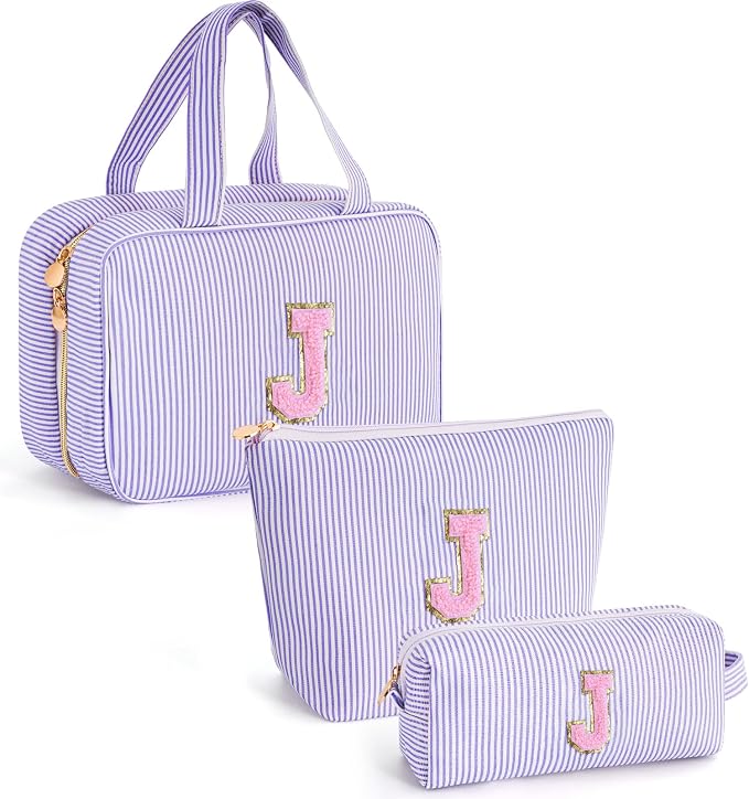 Gifts for Teen Girls Women - Travel Hanging Toiletry Bag & Makeup Bag - Personalized Initial Cosmetic Bag | Birthday Gift for Girl Trendy Stuff - Lavender J by Unknown