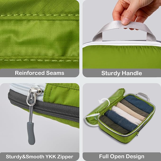 Cipway Compression Packing Cubes, Ultralight Luggage Organizer Bags with Laundry Bags and Clear Toiletries Bag, Travel Essentials for Carry on Suitcase (6 Piece,Green) - Image 5