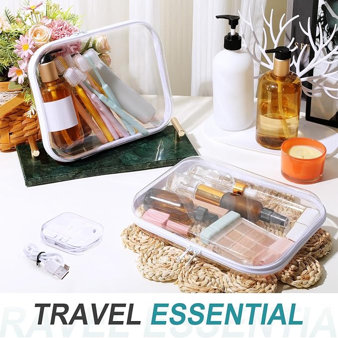Hoolerry 4 Pcs Hard Clear Zipper Case Makeup Bags Plastic Zipper Pouch Transparent Storage Box Containers for Cosmetics, Snacks, Building Blocks, Puzzles(Clear,9.8 x 7.9 x 2 in,White) - Image 7