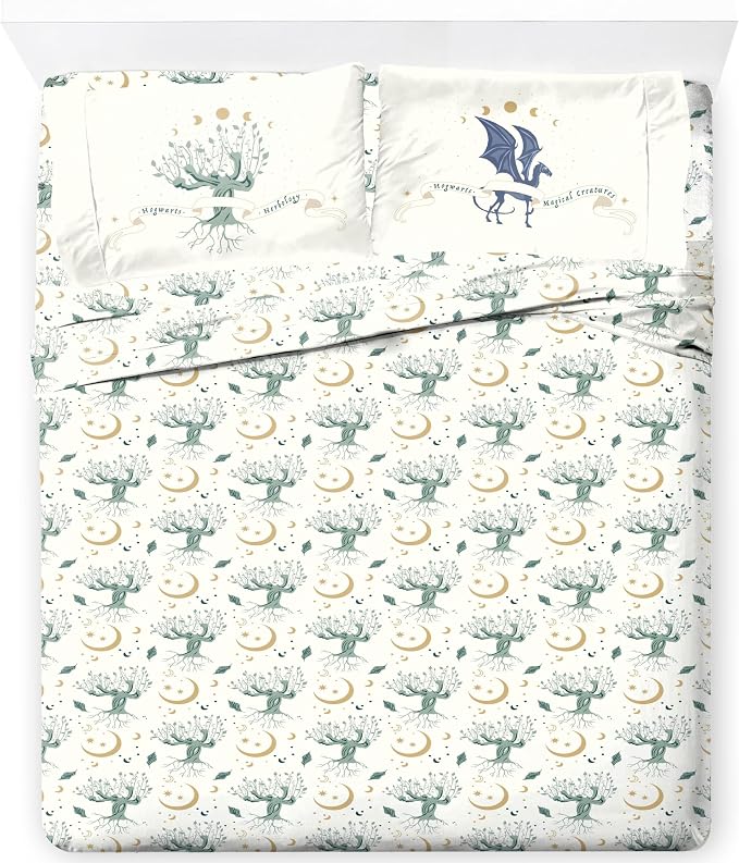 Jay Franco Kids Sheet Set with Fitted, Flat Sheets & Pillow Cover - Ultra-Soft Bedding with Pillowcase for Room Decor, White - Harry Potter, 4 Piece Full by JayFranco