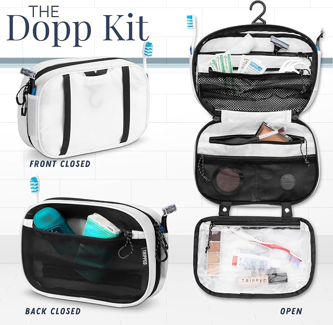 Toiletry Bag Kit 3 Piece Set: Hanging Travel Toiletry Bag + 311 TSA Cosmetic Liquid Bag + Accessory Organizer Pouch - Image 7