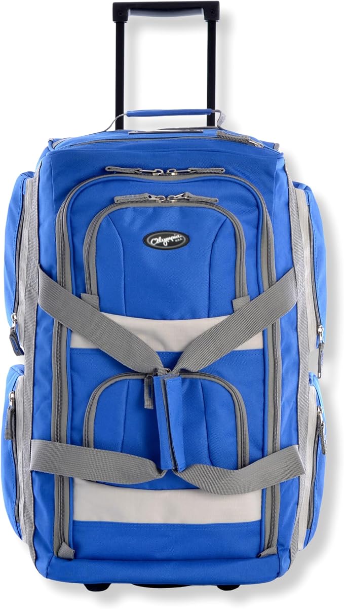Olympia U.S.A. 29 inch Jumbo Size 8 Pockets Wheeled Rolling Duffel Bag Water Resistant Luggage Lightweight Travel Suitcase with Retractable Handle by OlympiaUSA