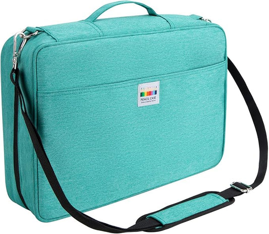 YOUSHARES Organizer Color Pencil 480 Slots - Pen Case Organizer with Handy Wrap & Zipper, Multilayer Holder for Prismacolor Colored Pencils & Gel Pen (Green) by YOUSHARES