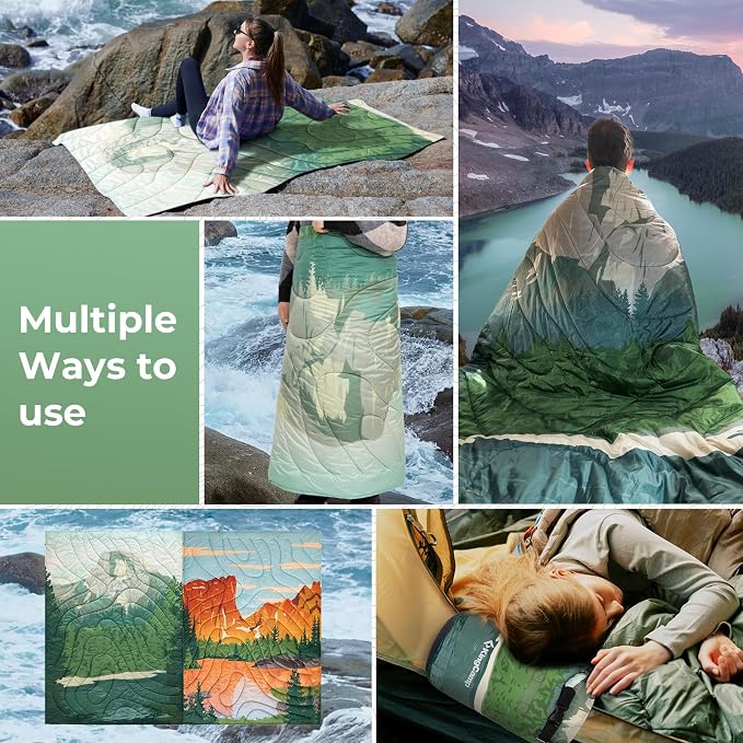 KingCamp Ultralight Camping Blanket, 79"L x 57"W, Green - Image 7