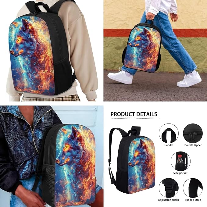 AFPANQZ Kids Backpack 3 Pieces Set Large Capacity School Bags with Heat Insulated Lunch Bags Small Pencil Bags 3 Pack - Image 4