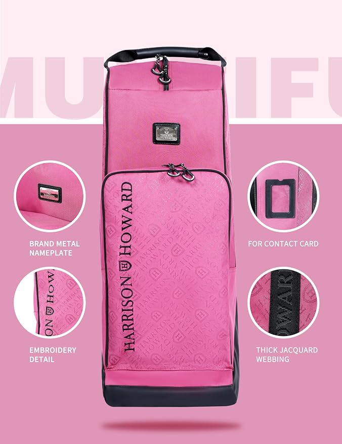 Harrison Howard Tall Boot Bag Equestrian Boot Travel Bag for Storing Helmet, Horse Whip Accessories Boot Storage Bag Pink - Image 4