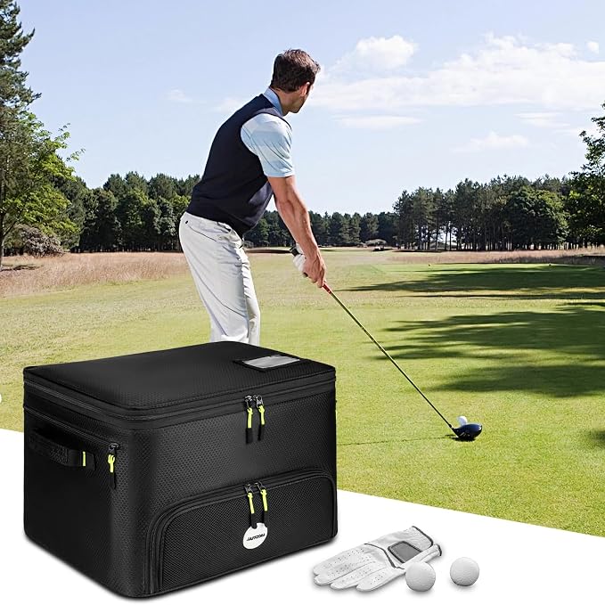 Golf Trunk Organizer, 2 Layers Golf Accessories Bag for Men, Waterproof Car Golf Storage Organizer with Compartment for 2 Pairs of Shoes, Golf Gifts for Men Women, Black - Image 8