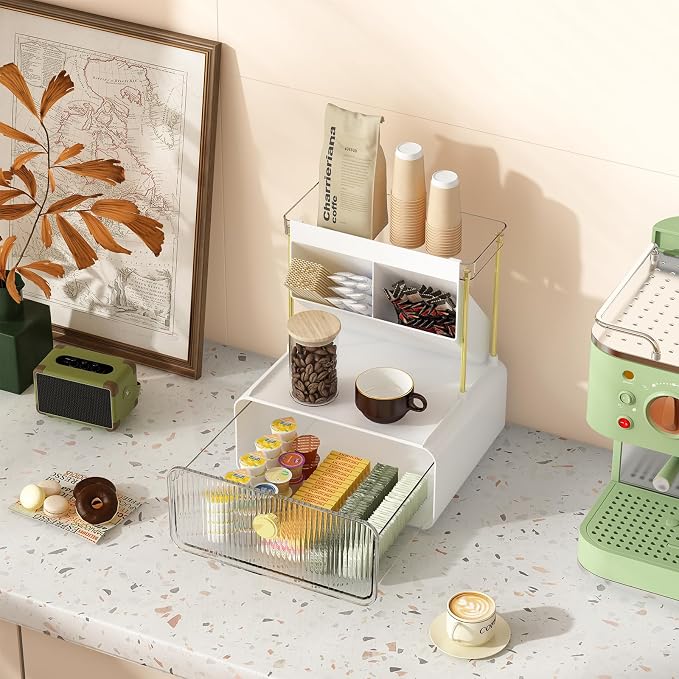 FOLLOWIN Bathroom Counter Organizer with Drawer, Dresser Top Organizer with Make Up Brush Holder, Makeup Shelf, Vanity Organizers, Cosmetic Perfume Organizer, Clear - Image 8