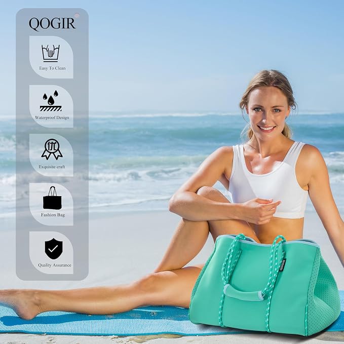QOGiR Neoprene Multipurpose Beach Bag Tote with Inner Zipper Pocket … … … … - Image 4