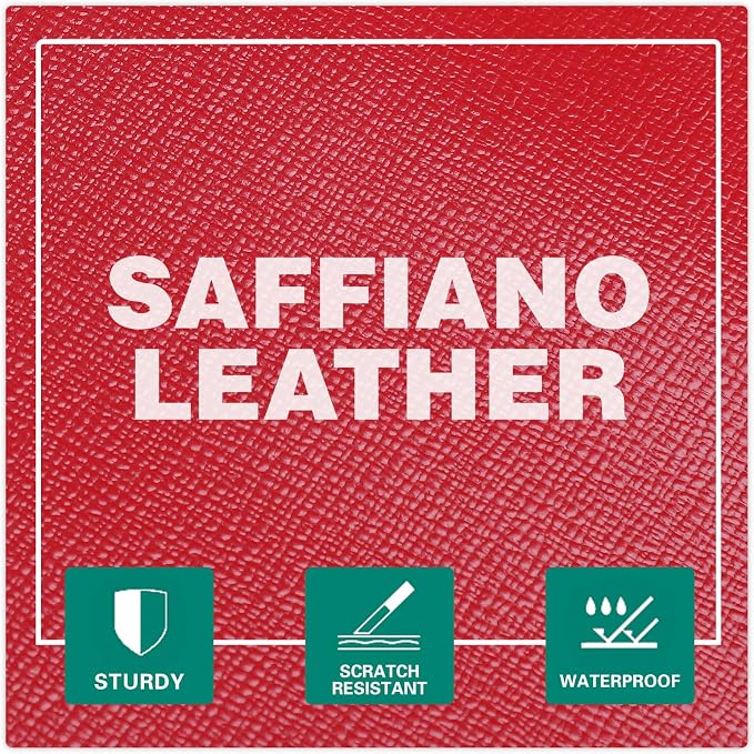 Hiram Saffiano Leather Hexagon Watch Roll Travel Case, Leather 6-Watches Roll Case with Removable Pillow Cushion for Treasured Watches and Bracelets - Red - Image 7