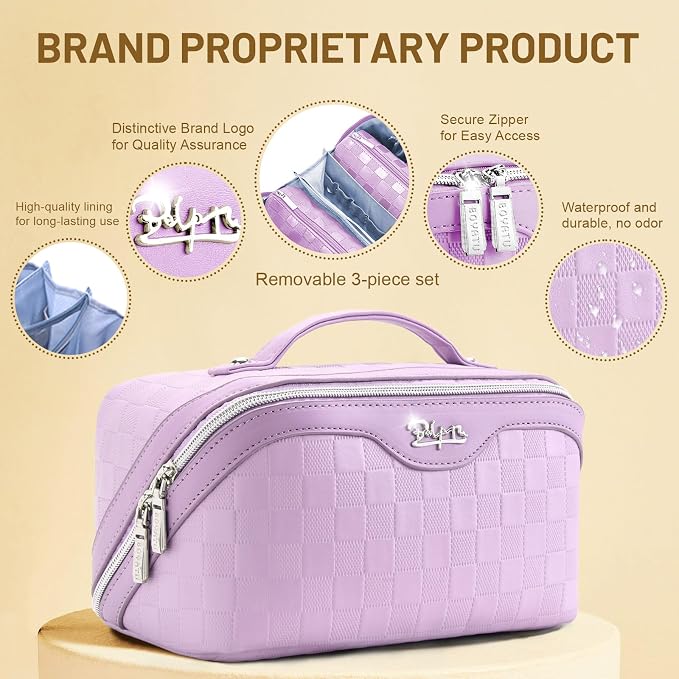 BOYATU Travel Makeup Bag for Women: Large Capacity Cosmetic Bags Organizer, Waterproof Toiletry Make up Case Gift for Her Girlfriend Best Friend Mom on Birthday Christmas Mother's Day - Image 3