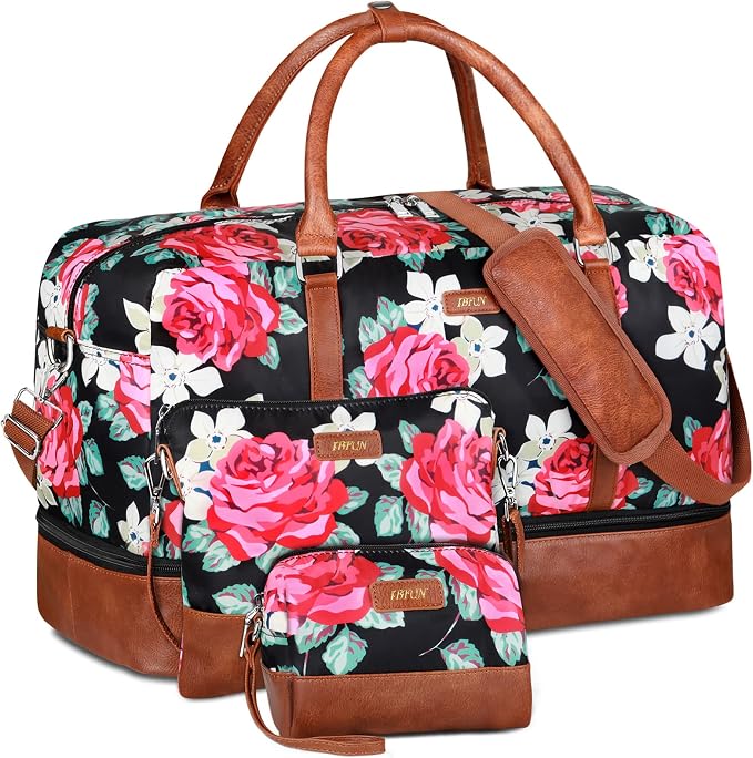 IBFUN Weekender Bags for Women, 21" Weekender Travel Bag, Travel Duffle Bag with Shoe Compartment Carry on Overnight Duffel Bag for Weekend Travel Business Trip, 3PCS by IBFUN