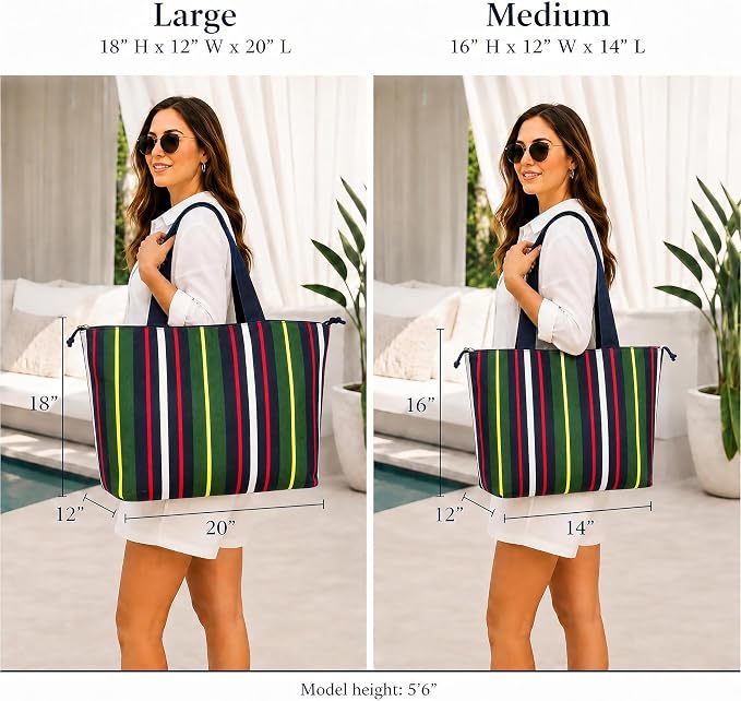 Salt Earth XL Beach Tote Bag for Women – XL Travel Tote with Zipper & Pockets, Oversized Canvas Pool Bag, Weekender Carry-On - Image 2