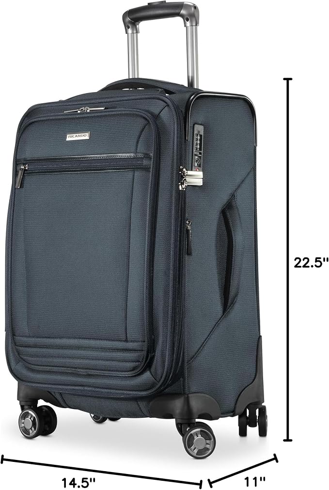 Ricardo Beverly Hills Avalon Softside Luggage Made with Sustainable 100% Recycled PET (rPET), Lightweight, Eco-Friendly Travel, Expandable, Dual Spinner Wheels, Storm Blue, 20-inch - Image 10