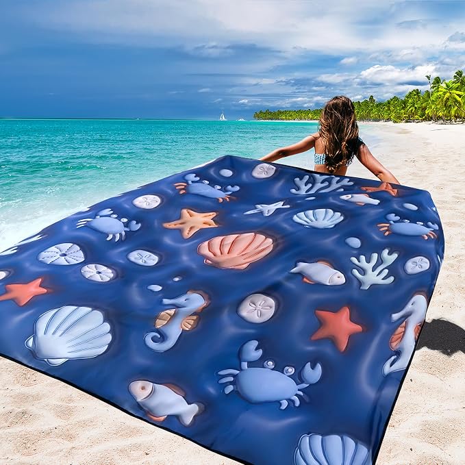 WIWIGO Beach Blanket Waterproof Sandproof Beach Mat 79" X 83"/10'x9'for 2-8 Adults Quick Drying Outdoor Picnic Mat Beach Accessories for Travel, Camping, Hiking - Image 4