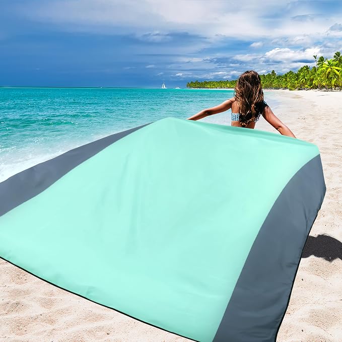 WIWIGO Beach Blanket Waterproof Sandproof Beach Mat 79" X 83"/10'x9'for 2-8 Adults Quick Drying Outdoor Picnic Mat Beach Accessories for Travel, Camping, Hiking - Image 4
