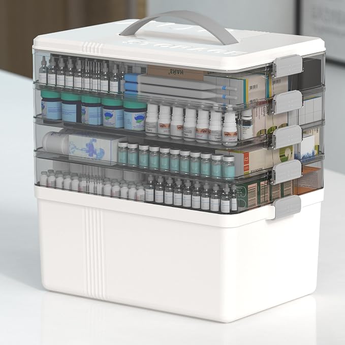Citylife 5-Tier Medicine Organizer, Portable Medicine Cabinet First Aid Kit with Handle, Multi-Purpose Organizer for Family First Aid, Home, Travel by Anywish