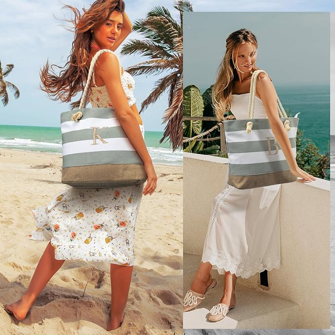 YOOLIFE Beach Bags for Women - Travel Canvas Beach Tote, Pool Waterproof Bag, Travel Essentials, Gifts for Women Birthday - Image 2