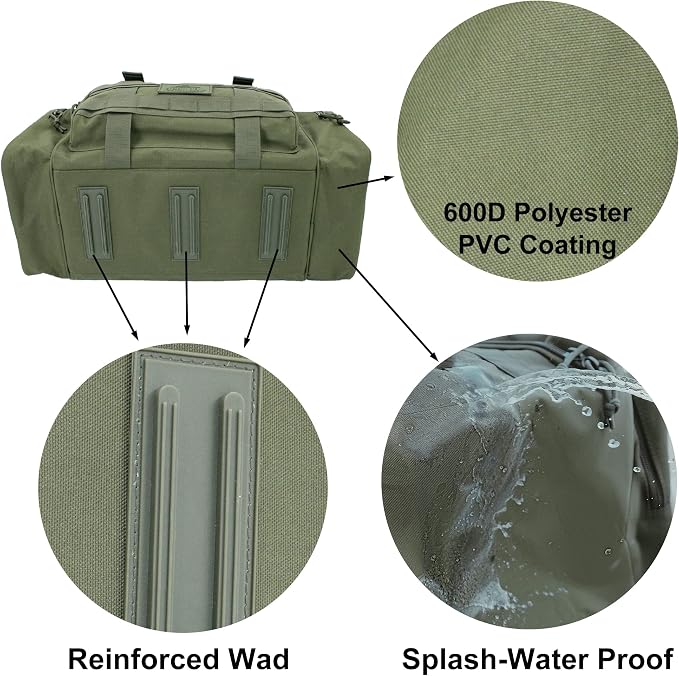 APRILBAY Duffel Bag – Heavy Duty Tactical Gym Bag for Men, Splashwater-Proof Weekender Travel Bag for Basketball, Football, Soccer, Hiking, and Hunting (Dark Green) - Image 4