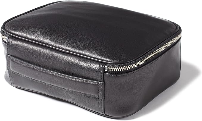 Leatherology Black Onyx Large Travel Organizer – Full-Grain Leather Toiletry Bag with Zipped Mesh Pocket, Elastic Loops & Double Metal Zipper – Travel Storage for Cables, Toiletries & Essentials - Image 3