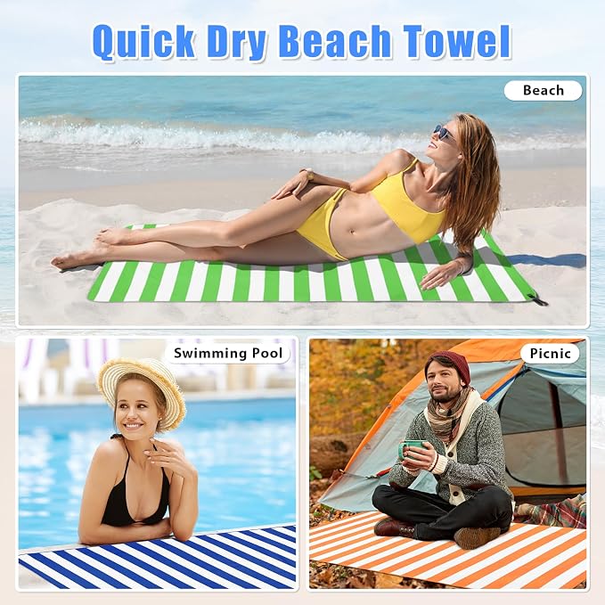 Sfee 2 in 1 Microfiber Oversized Beach Towel, Quick Dry Towel Travel Towel Camping Towel Super Absorbent Compact Lightweight Sports Gym Towels for Beach,Gym, Hiking, Pool, Backpacking, Bath, Yoga - Image 4