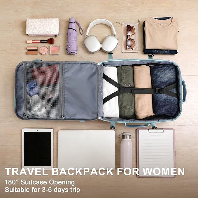PIJUSHI Travel Backpack for Women, Fits 16" Laptop, Expandable 30L to 35L | Airline Approved Carry-on Luggage with Padded Laptop Compartment, USB Port, Wet Pocket, For Business, Commute - Image 8