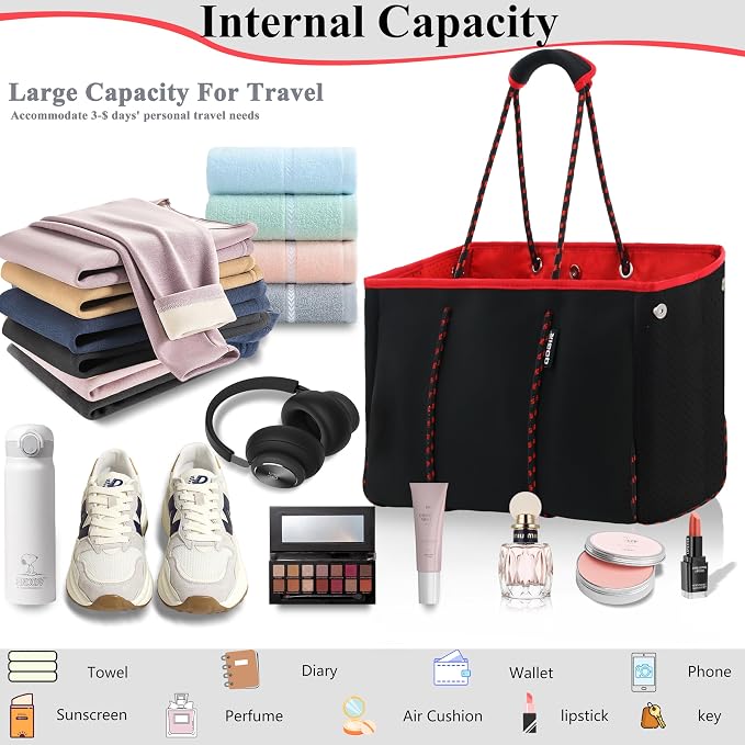 QOGiR Neoprene Multipurpose Beach Bag Tote with Inner Zipper Pocket … … … … - Image 5