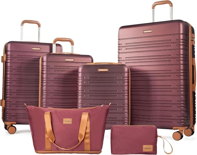 4-Piece Luggage Sets 16“20“24”28“,Suitcases with Double Spinner Wheels and TSA Lock,Hardcase 6 set Luggage with Underseat Duffel Bag by Unknown