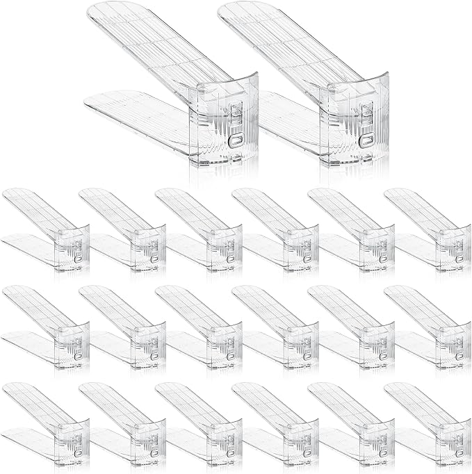 Clear Shoe Slot Organizer, 30 Pack Adjustable Shoe Slots Organizer for Closet Clear Shoe Stackers Shoe Rack Holder Shoes Space Savers for a Pair of Shoes by MOOKNAT