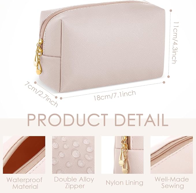 5 Pcs Makeup Bag Bulk PU Leather DIY Cosmetic Plain Preppy Makeup Pouch Portable Waterproof Toiletry Bags for Women Travel Pencil Case Cosmetic Organizer (Morandi Colors) - Image 2
