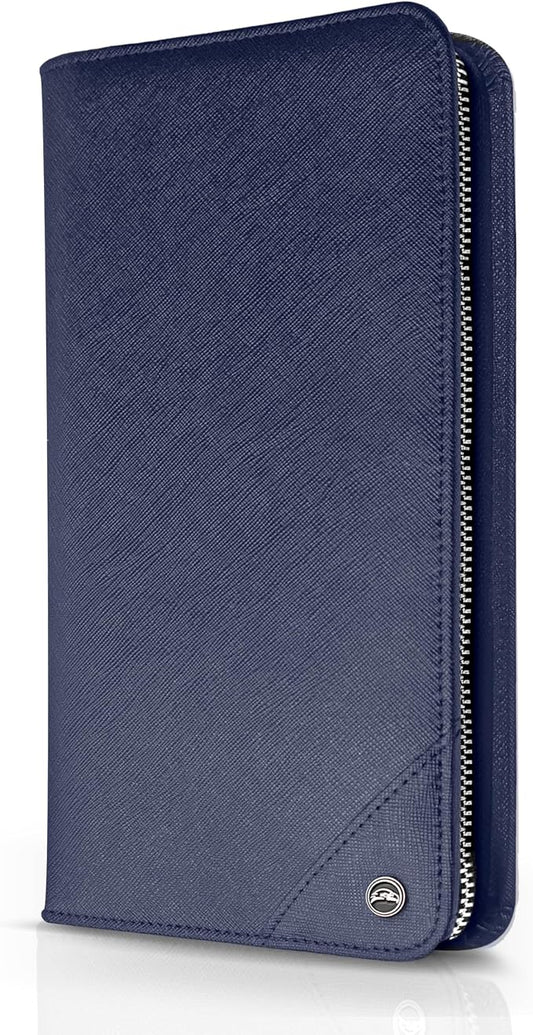 Family 4 Passport Holder - Travel Wallet RFID Blocking, Document Organizer, Essentials Plane Accessory Cover for Women Men (Blue) by SnazzyHawk