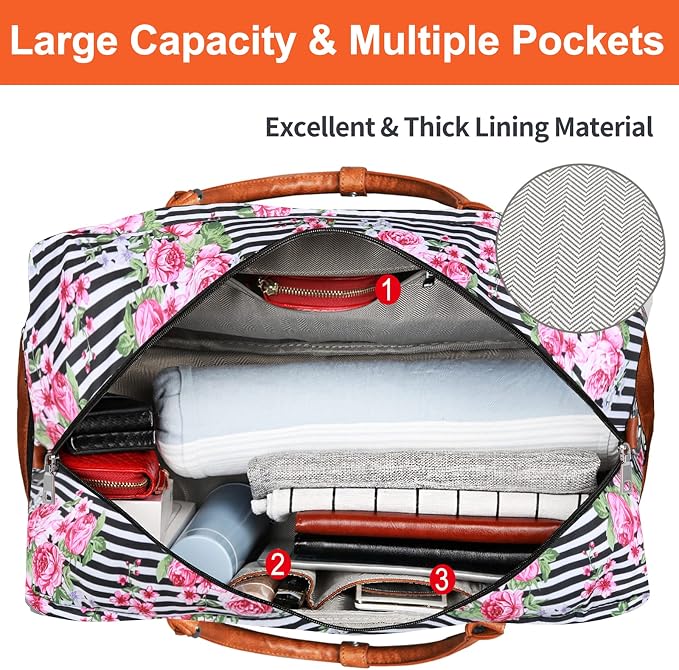IBFUN Weekender Bags for Women, 21" Weekender Travel Bag, Travel Duffle Bag with Shoe Compartment Carry on Overnight Duffel Bag for Weekend Travel Business Trip, 3PCS - Image 7
