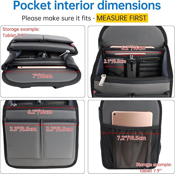 Mini Premium Rugged Backpack Purse Organizer Insert for Women Fashion Small Backpack-19 Pockets,Padded Water-repellent Nylon-Purple - Image 6